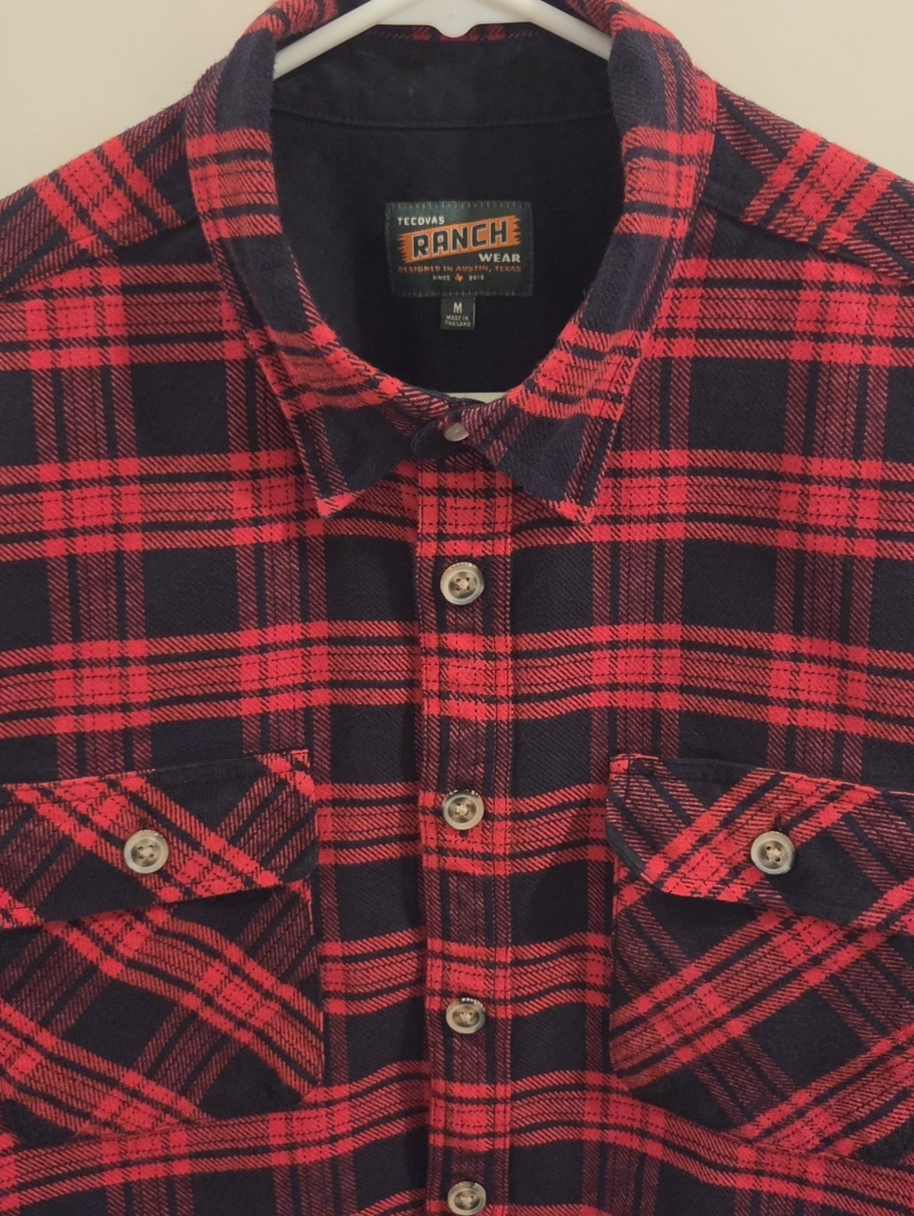Tecovas Ranchwear Button-Down Flannel Shirt - Red & Black Plaid - Size Medium - Picture 2 of 10